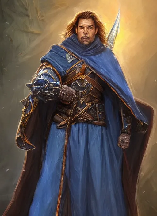 Prompt: dark blue cloak male priest, ultra detailed fantasy, dndbeyond, bright, colourful, realistic, dnd character portrait, full body, pathfinder, pinterest, art by ralph horsley, dnd, rpg, lotr game design fanart by concept art, behance hd, artstation, deviantart, hdr render in unreal engine 5