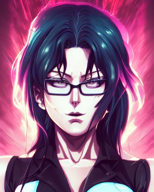 Image similar to a portrait of revy from black lagoon manga, symmetrical eyes, symmetrical face, art by lois van baarle and loish and ross tran and rossdraws and sam yang and samdoesarts and artgerm, digital art, highly detailed, intricate, sharp focus, trending on artstation hq, deviantart, unreal engine 5, 4 k uhd image