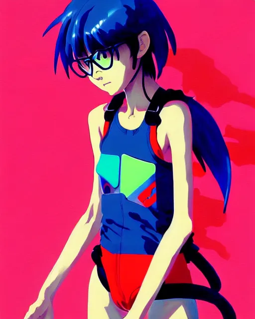 Prompt: a ultradetailed painting of a asuka from evangelion, she is wearing a tank top by conrad roset, greg rutkowski and makoto shinkai trending on artstation