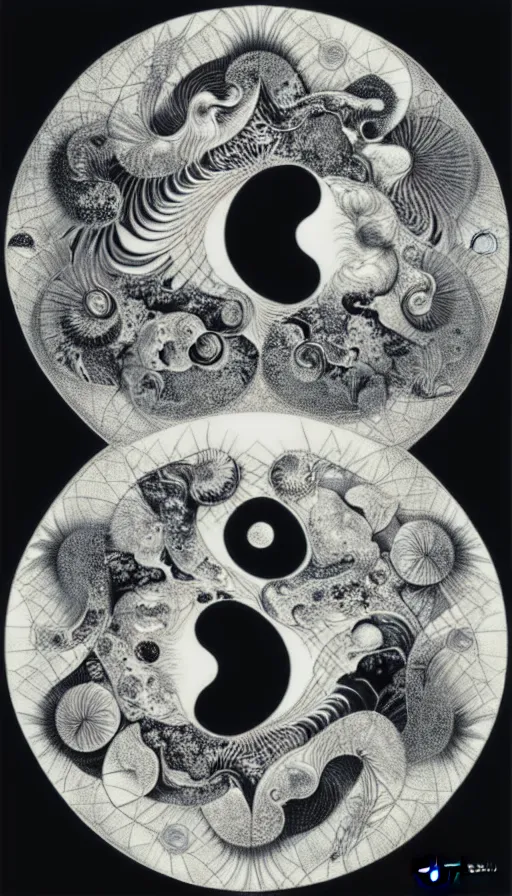 Image similar to Abstract representation of ying Yang concept, by Ernst Haeckel