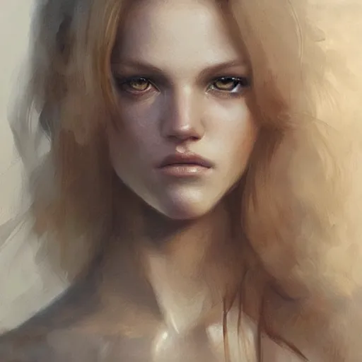 Image similar to portrait of erin heatherton, detailed face, greg rutkowski, intricate, elegant, highly detailed,