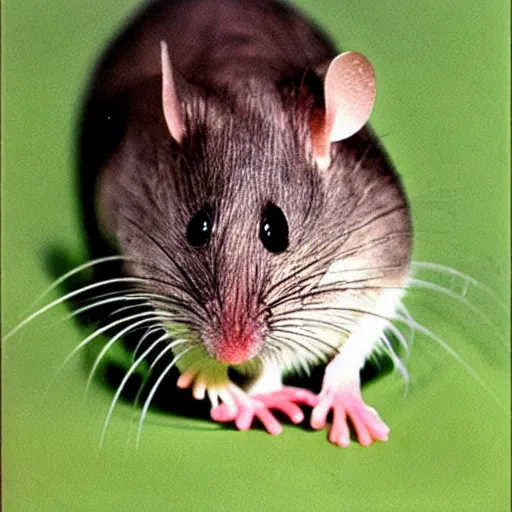 Image similar to The first electric mouse (Tonitru Rattus) discovered in nature, circa 1992, photograph