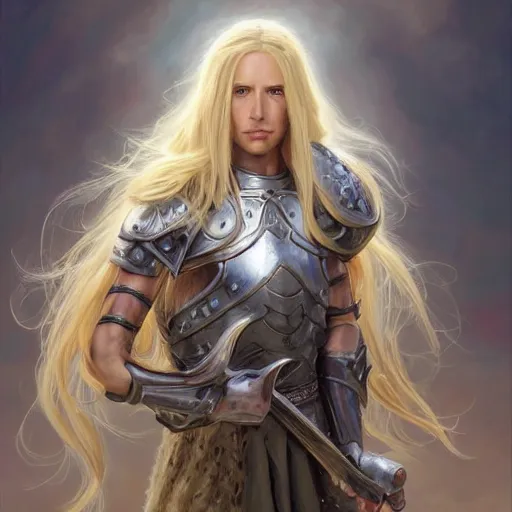 portrait, long - haired fantasy paladin in shining | Stable Diffusion