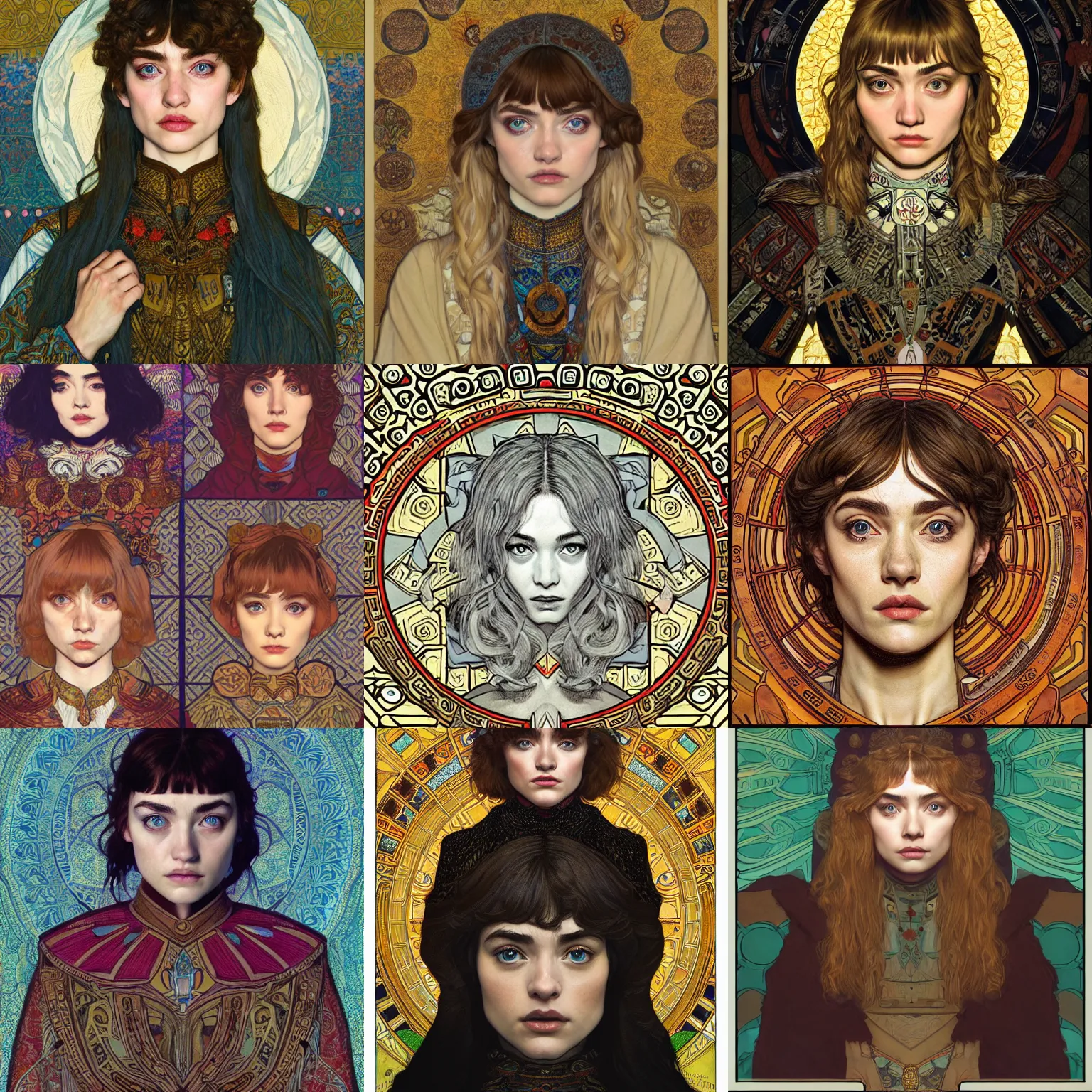 Prompt: front facing symmetrical centered portrait, Imogen Poots as a D&D Paladin, realistic shaded, realistic shaded lighting, by Ilya Kuvshinov and Mucha and Gustav Klimt