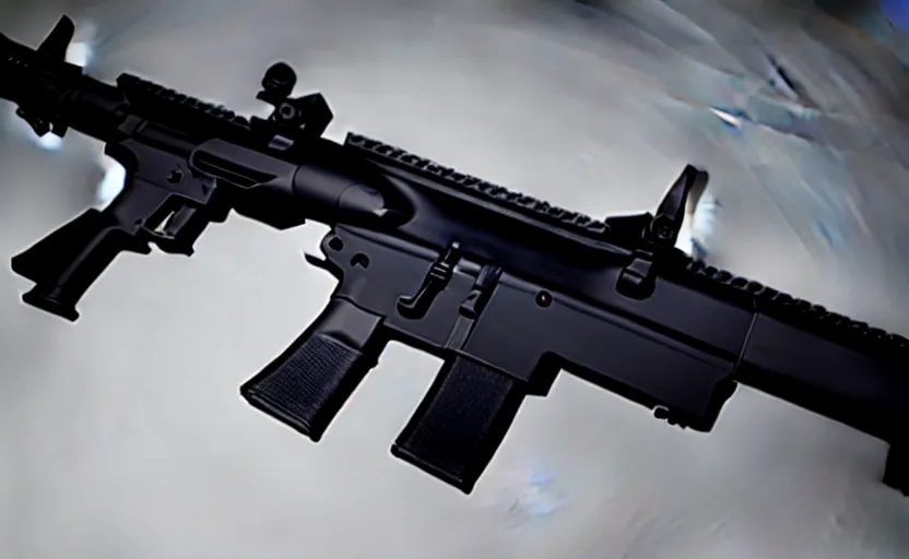 Image similar to minimalist m4 carbine inspired by Tesla, studio lighting