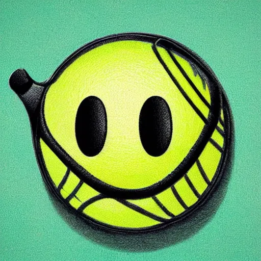 Prompt: emoji smile tennis ball realistic portrait, highly detailed, concept art, sharp focus, illustration
