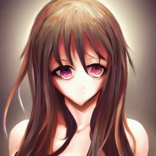 Image similar to anime girl, art, realistic, nice body, highly detailed, art by derpixon, insert artist here