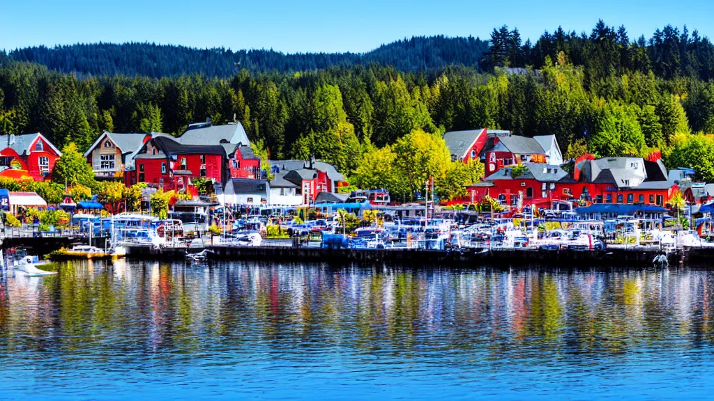 Image similar to scenic shot of little norway waterfront in poulsbo washington