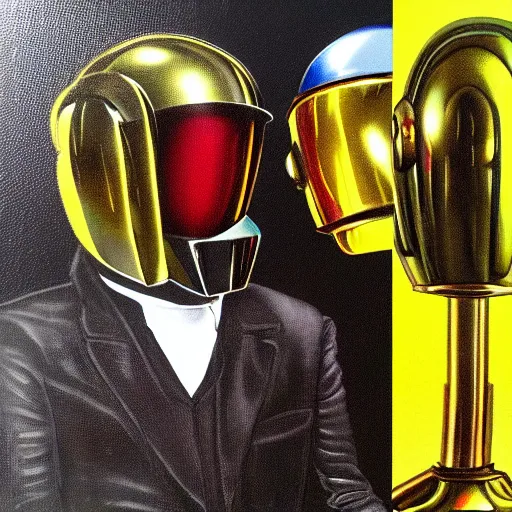 Image similar to Daft Punk as painted by Michaelangelo