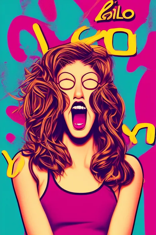 Image similar to girl screamin yolo - aesthetic, smooth painting, remove duplication, 9 seeds have ultra detailed, 4 k, illustration, comical, acrylic paint style, pencil style, torn cosmo magazine style, pop art style, ultrarealism, by mike swiderek, jorge lacera, ben lo, tyler west