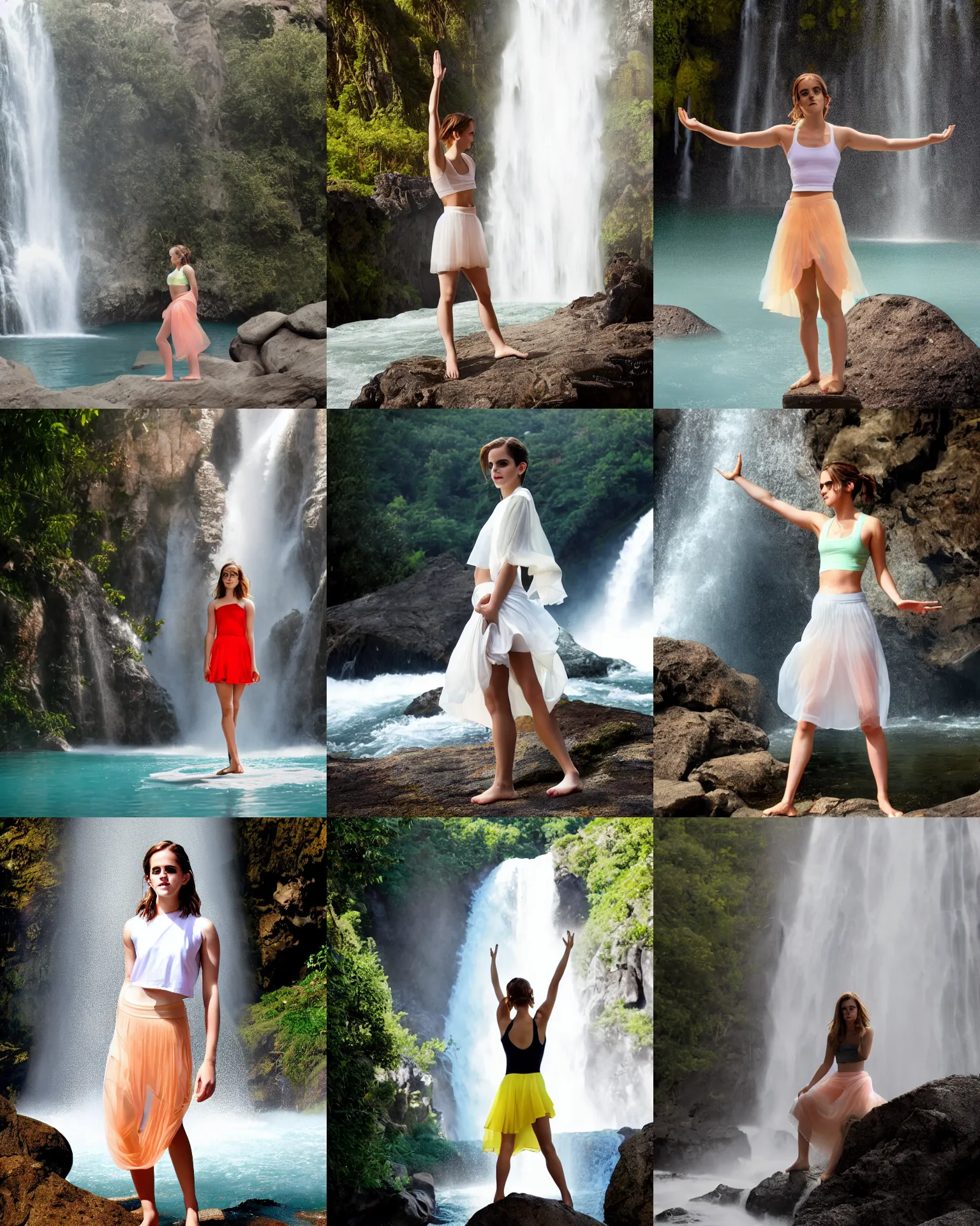 Premium Photo | Woman in yoga asana vrikshasana tree pose at waterfall  outdoors