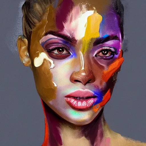 Prompt: a messy painting using all known skin tones. Trending on Artstation.