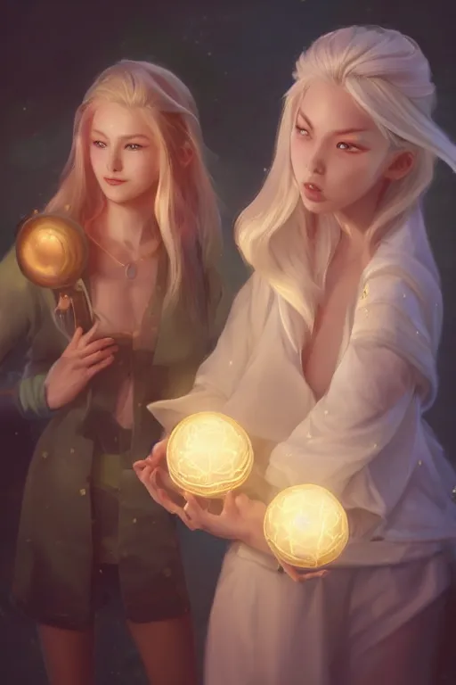 Image similar to a portrait of rosalina and luma, made by stanley artgerm lau, wlop, rossdraws, artstation, cgsociety, concept art, cgsociety, octane render, trending on artstation, artstationhd, artstationhq, unreal engine, 4 k, 8 k,