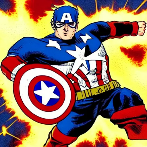 Prompt: captain america going super sayan god