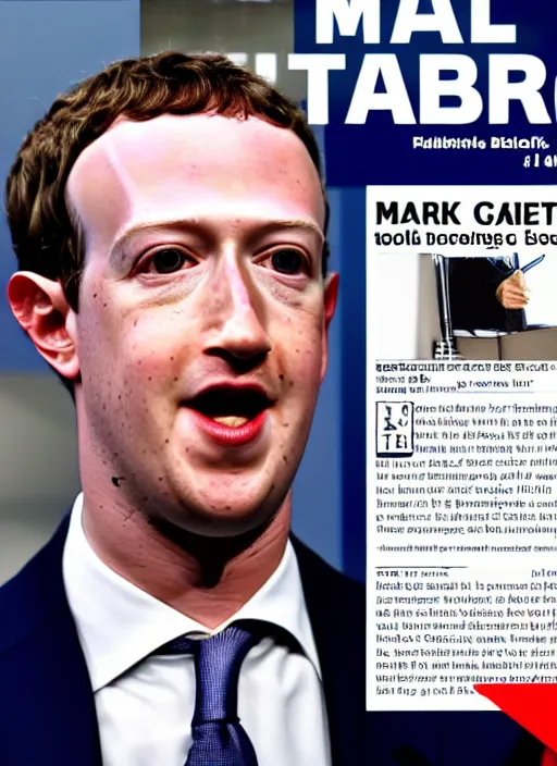 Image similar to breaking news mark zuckerberg is a robot, newspaper article