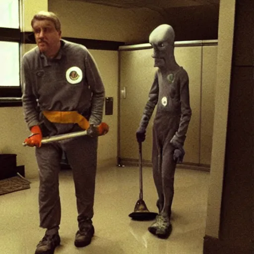 Image similar to grey alien janitor