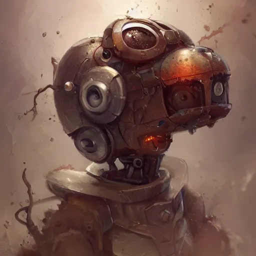 Image similar to anthropomorphic robot [ thing ], falling apart, tiny, small, short, rusty, dirty, cute and adorable, dnd character art portrait, matte fantasy painting, deviantart artstation, by jason felix by steve argyle by tyler jacobson by peter mohrbacher, cinema