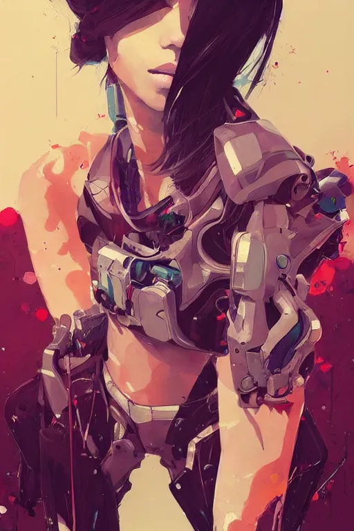 Image similar to a ultradetailed beautiful painting of a stylish female cyborg, by conrad roset, greg rutkowski and makoto shinkai trending on artstation