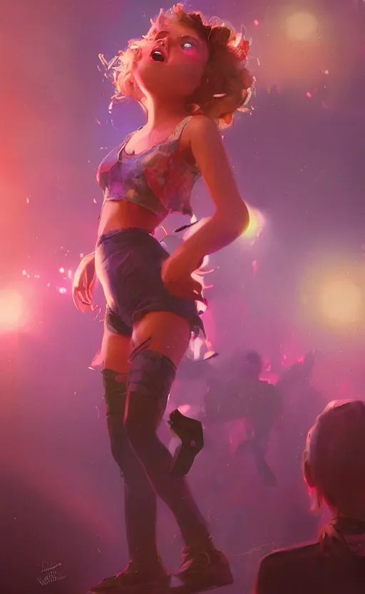 Image similar to rockstar girl on stage. by william - adolphe bouguerea, pixar, artstation trending, concept art, digital art, digital painting, dramatic lighting, sharp focus, highly detailed, vxf movie, cinematic