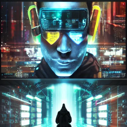 Prompt: a cyberpunk hacker's mind shattering in cyberspace trending on artstation deviantart pinterest detailed realistic hd 8 k high resolution