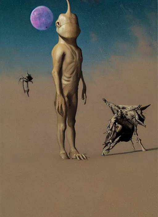 Image similar to a deer horned astronaut stands atop a melting dinosaur on the moon, Edward Hopper and James Gilleard, Zdzislaw Beksinski, Mark Ryden, Wolfgang Lettl highly detailed, hints of Yayoi Kasuma, Odilon Redon. Drexler