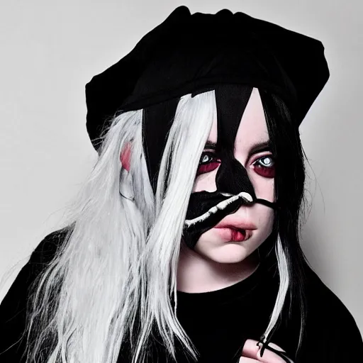 Image similar to billie eilish as an horror neckbeard