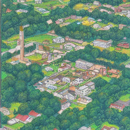 Image similar to small town seen from above by ken sugimori