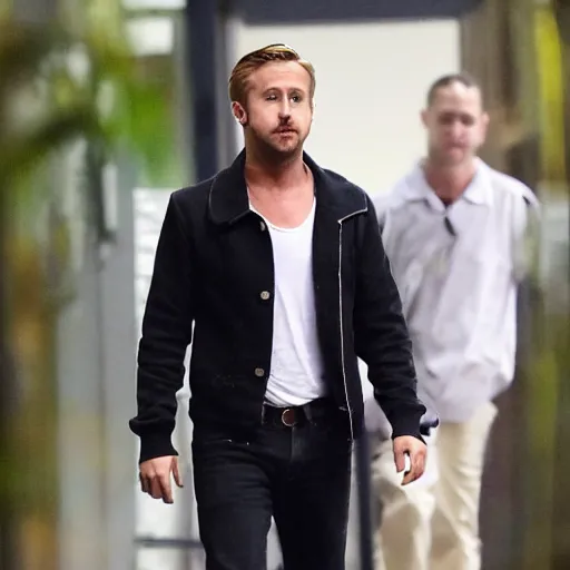 Prompt: Ryan gosling walking through the backrooms