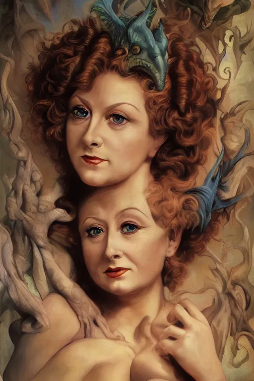 Image similar to A fantasy comic book style portrait painting of Shelley Winters, hybrid, Susan Hayward, as an Atlantean Reptilian Warrior, François Boucher, Oil Painting, Mystical Valkyrie, unreal 5, DAZ, hyperrealistic, octane render, Regal, Refined, Detailed Digital Art, RPG portrait, William-Adolphe Bouguereau, Michael Cheval, Walt Disney (1937), Steampunk, dynamic lighting, Highly Detailed, Cinematic Lighting, Unreal Engine, 8k, HD