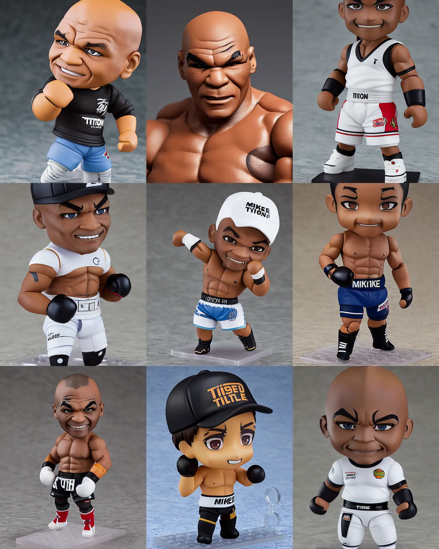 Image similar to a nendoroid of mike tyson, detailed product photo