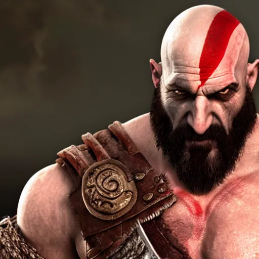 Prompt: Kratos from God of War 4 , 8k hyper-realistic