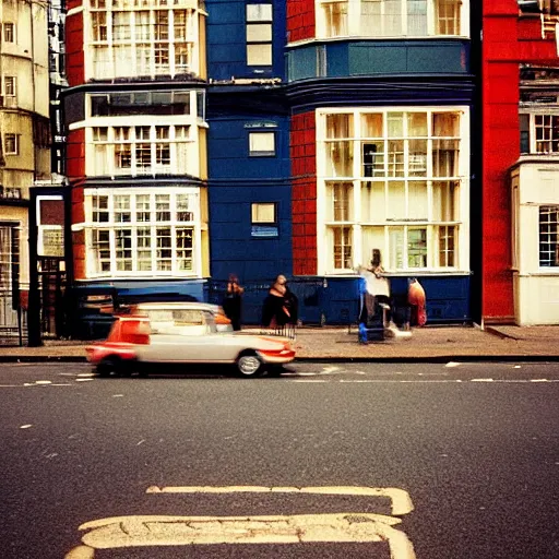 Prompt: “London on fire photography, cinestill 800t, in the style of William eggleston”