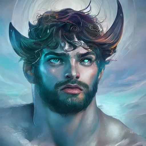 Prompt: the god poseidon, portrait, sharp focus, digital art, concept art, dynamic lighting, by emylie boivin, anna dittmann, mark arian, and sandra chevrier