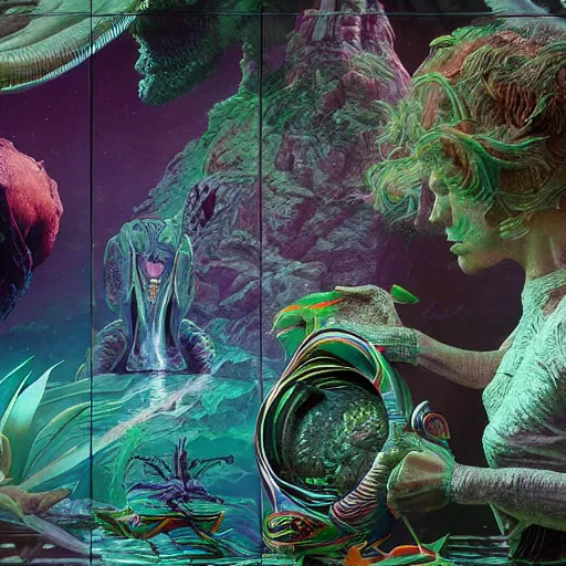 Image similar to river lush alien cinematic geometric 8 k sharp focus sacred by moebius, andreas franke, james christensen, victo nagi, artgerm