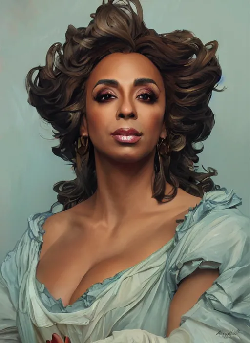 Image similar to shangela, painting by artgerm and greg rutkowski and alphonse mucha