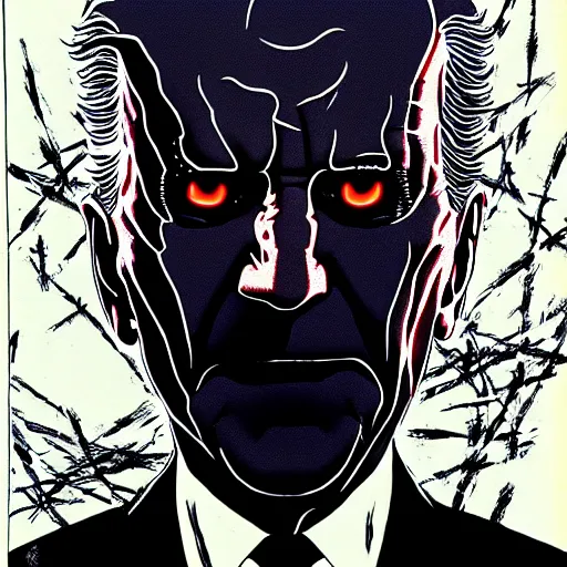 Image similar to Joe Biden looking sinister, by Tsutomu Nihei, highly detailed