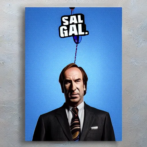 Prompt: Saul Goodman staring 3D meme on blue background