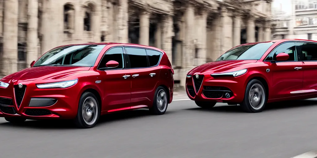 Image similar to 2022 Alfa Romeo Minivan, red