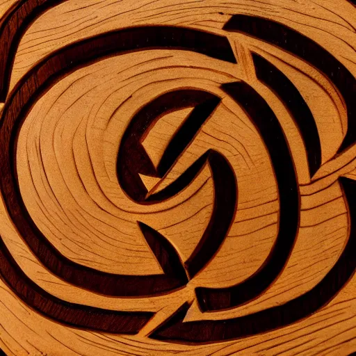 Prompt: intricate ting yang symbol carved from wood, photograph, studio lighting