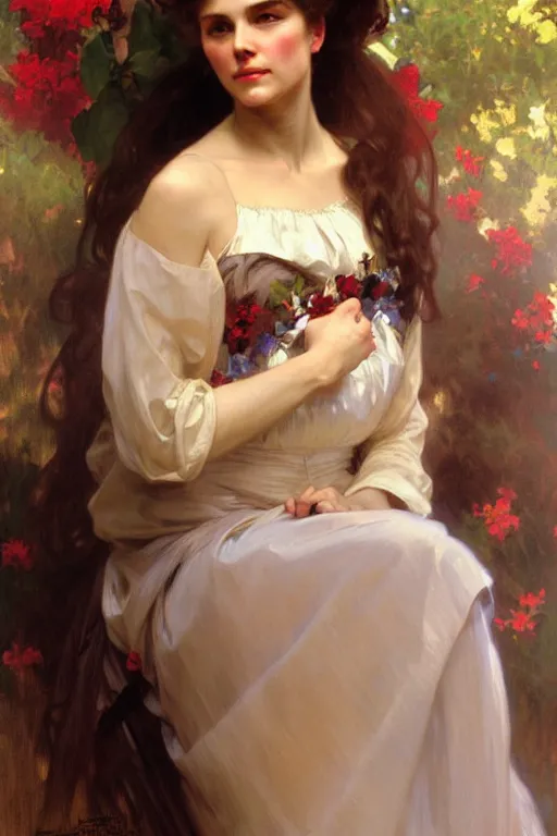 Prompt: scarlett o'hara, painting by daniel gerhartz, alphonse mucha, bouguereau, detailed art, artstation