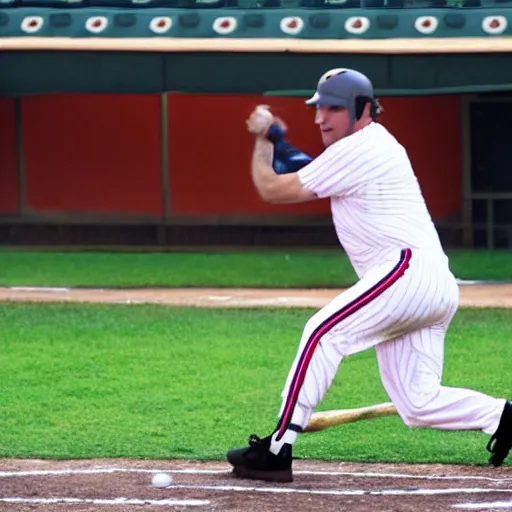 Image similar to saul goodman batting in a game of baseball