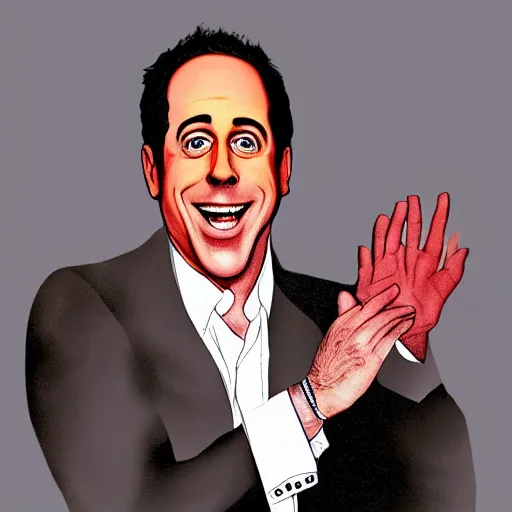 Prompt: jerry seinfeld with no eyes and a female beautiful body, trending on deviantart
