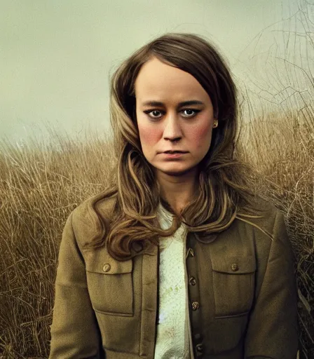 Prompt: a high quality, high detail, portrait photography of brie larson by andrew wyeth and kyle thompson