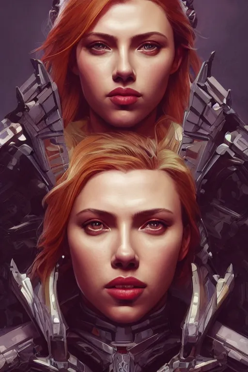 Prompt: symmetry!! portrait of scarlet johansson in the style of horizon zero dawn, machine face, intricate, elegant, highly detailed, digital painting, artstation, concept art, smooth, sharp focus, illustration, art by artgerm and greg rutkowski and alphonse mucha, 8 k