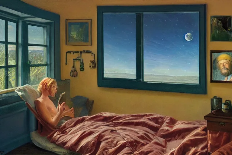 Image similar to Where's Waldo in Jupiter, beautiful, national geographic, very detailed, astrophotography, oil painting, canvas, Sandra Pelser, Jeff Lyons, Edward Hopper