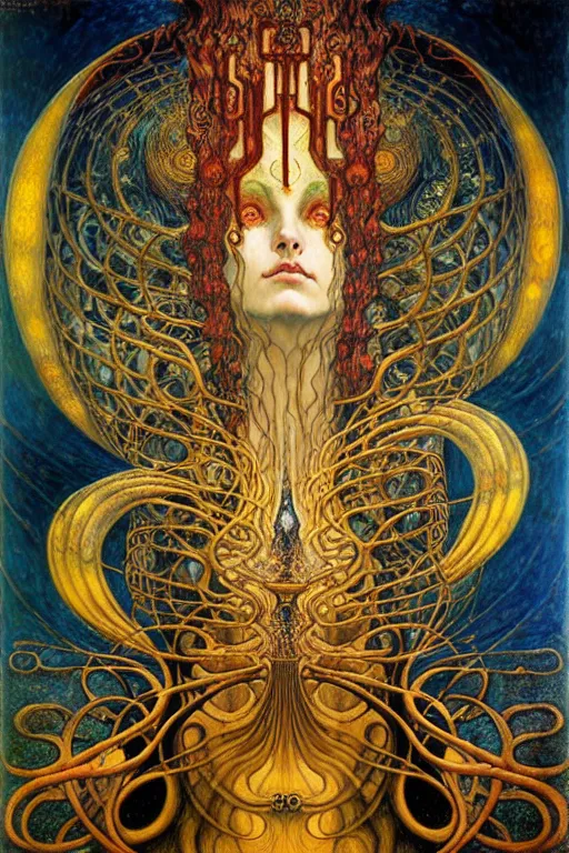 Image similar to Divine Chaos Engine by Karol Bak, Jean Delville, William Blake, Gustav Klimt, and Vincent Van Gogh, symbolist, visionary