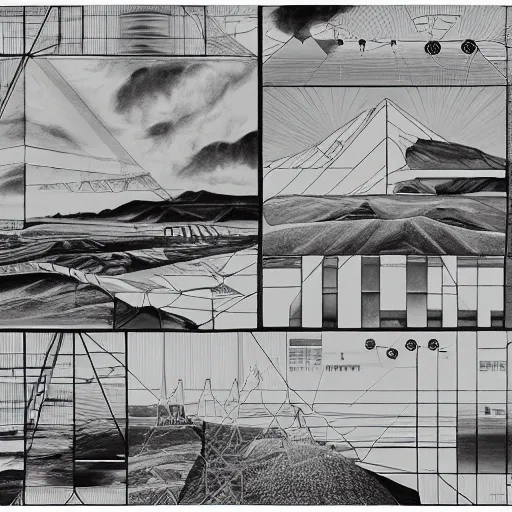 Image similar to A Masterpiece Landscape of a broken down nuclear power station, Nuclear blast imminent, nuclear reactor going critical, Graphic Novel, Pastel Art, Filmic, TriX 400 TX, Electron Microscope, 3D, Beyond Dimensiona, 4k HD, Geometric, Isohedral, Essence, Powerful, Phosphor Display, Multiscopy, DeNoise, insanely detailed and intricate, hypermaximalist, elegant, ornate, hyper realistic, super detailed. No watermark, no blurry, no cropped. Artstation by Hayao Myazaki