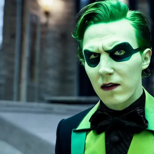 Image similar to film still of Paul Dano as Riddler in a new Batman movie