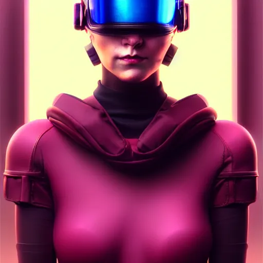 Prompt: a painting of a woman wearing a helmet and gloves, cyberpunk art by yumihiko amano, cgsociety, figurative art, toonami, zbrush, official art