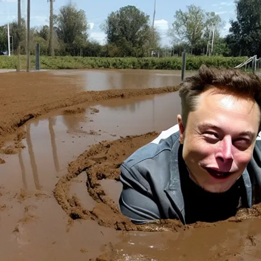 Image similar to elon musk play in mud